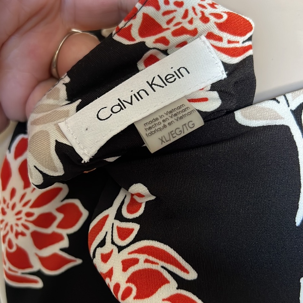 Calvin Klein floral black tank top sleeveless blouse, size XL womens - Picture 7 of 8